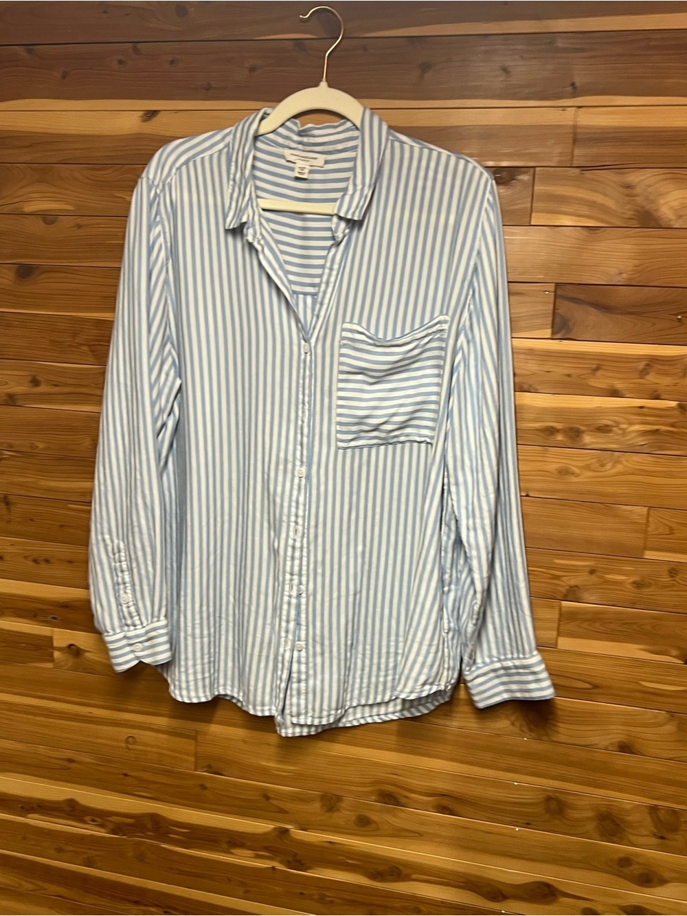 beachlunchlounge Light Blue & White Striped Button-Down Shirt XL